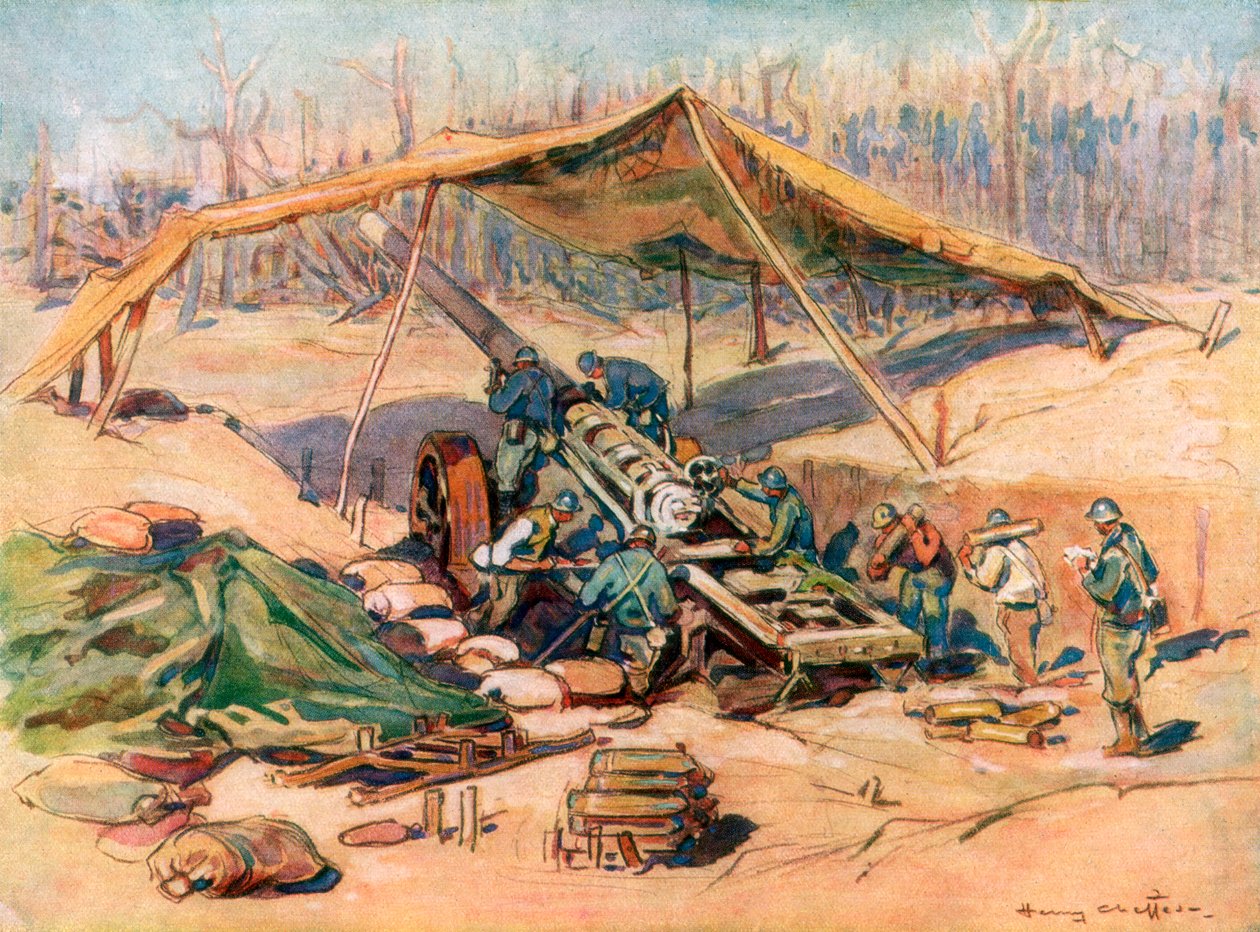 Französische Artilleriestellung, Frankreich von Henry Cheffer