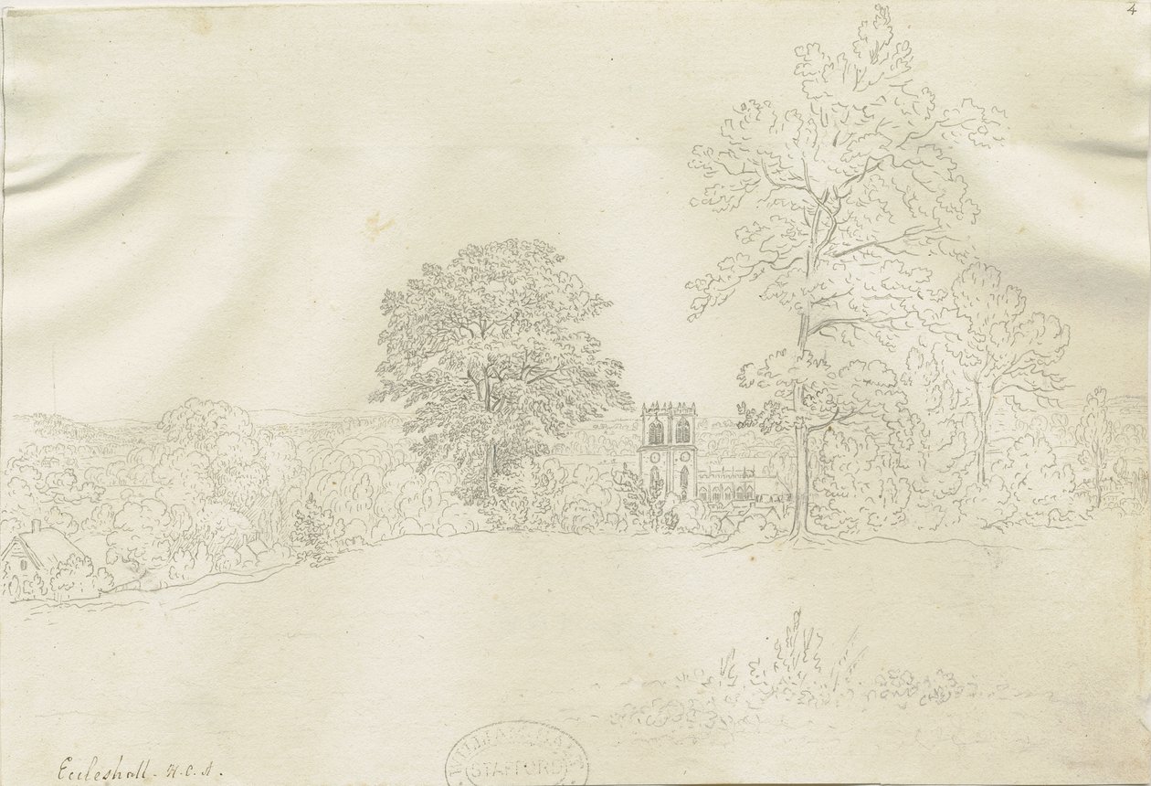 Eccleshall Village: Federzeichnung, undatiert [1788-1855] von Henry Curzon Allport