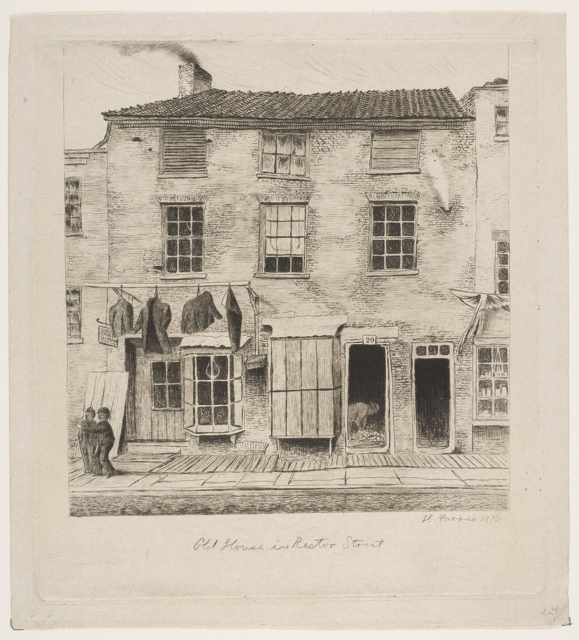 Altes Haus in der Rector Street aus Szenen des alten New York, 1870 von Henry Farrer