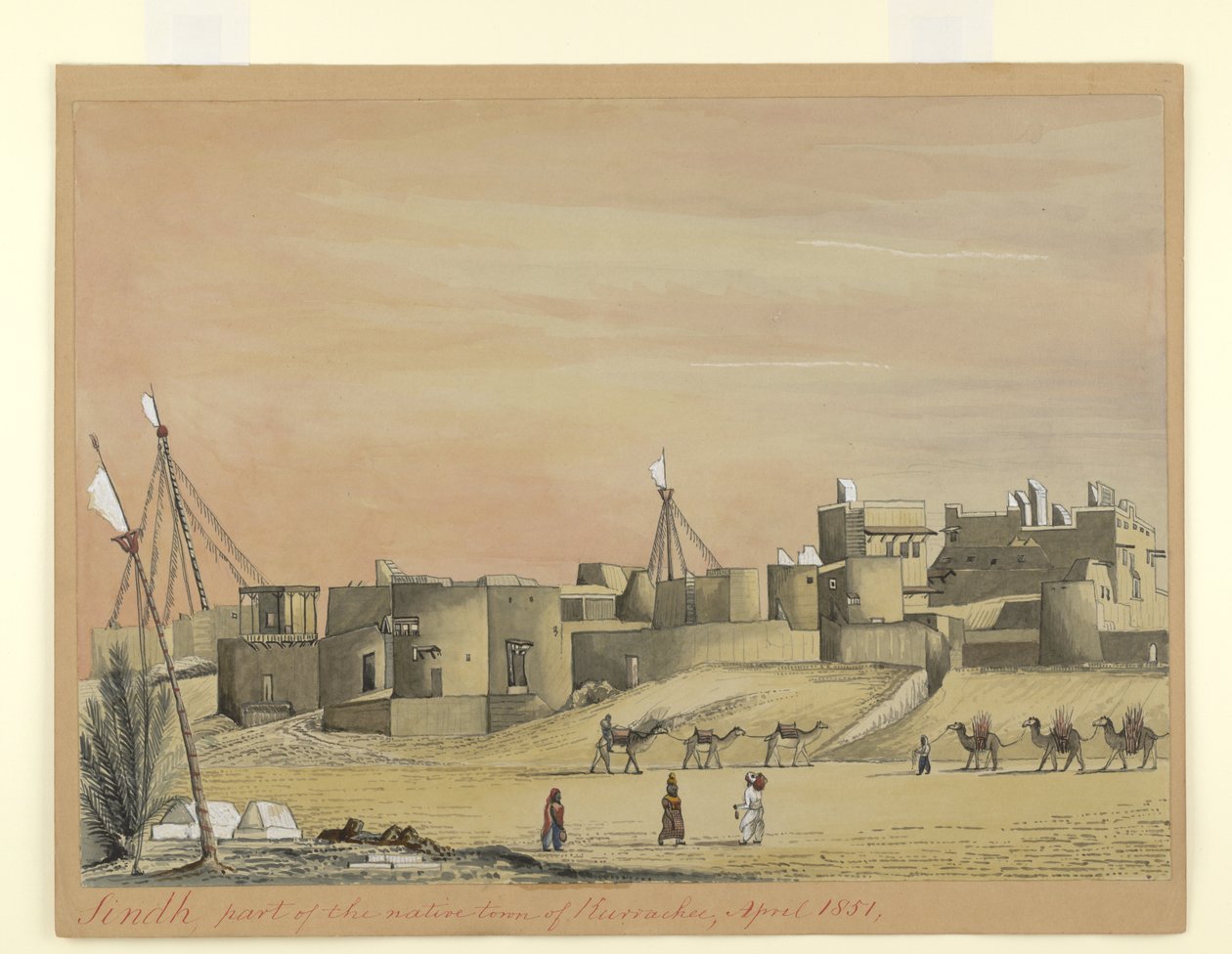 Teil der einheimischen Stadt Kurachee (Karachi), April 1851 von Henry Francis Ainslie