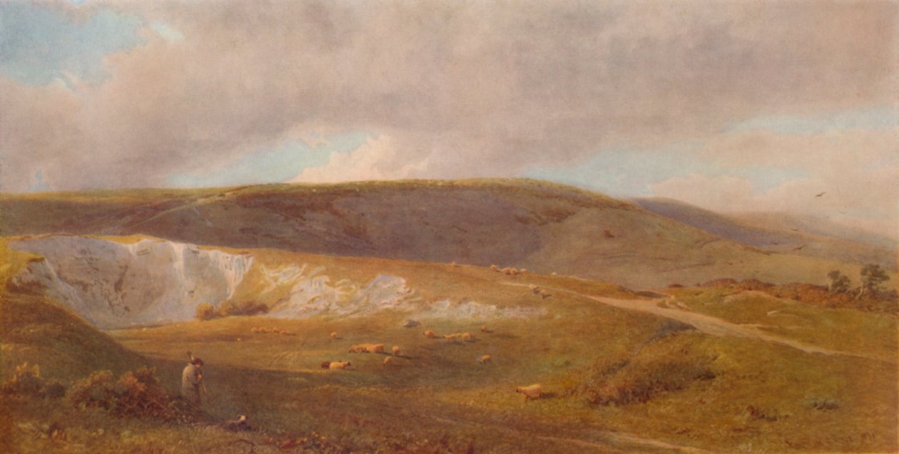 Eine Kreidegrube auf den Downs, nahe Eastbourne, 1871, 1935 von Henry George Hine