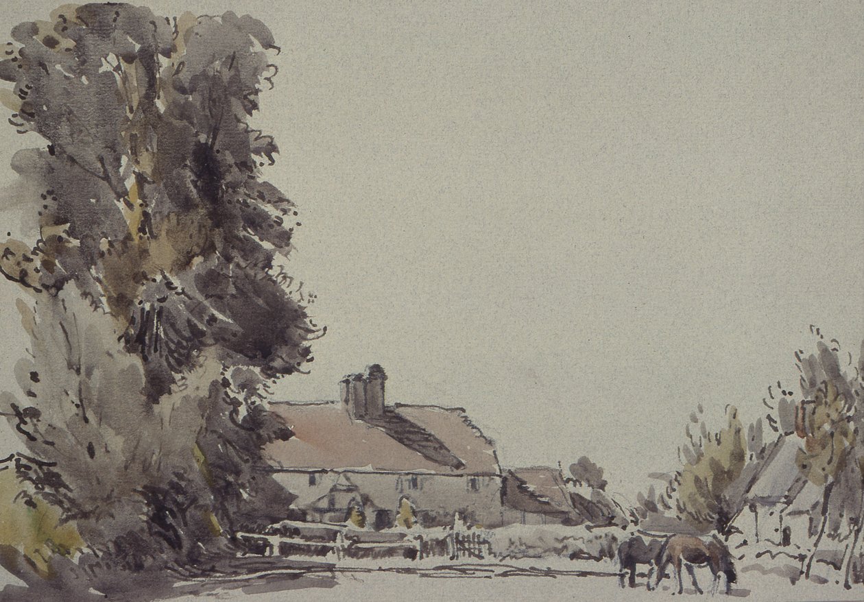 Bauernhof und Bäume von Henry Herbert Bulman