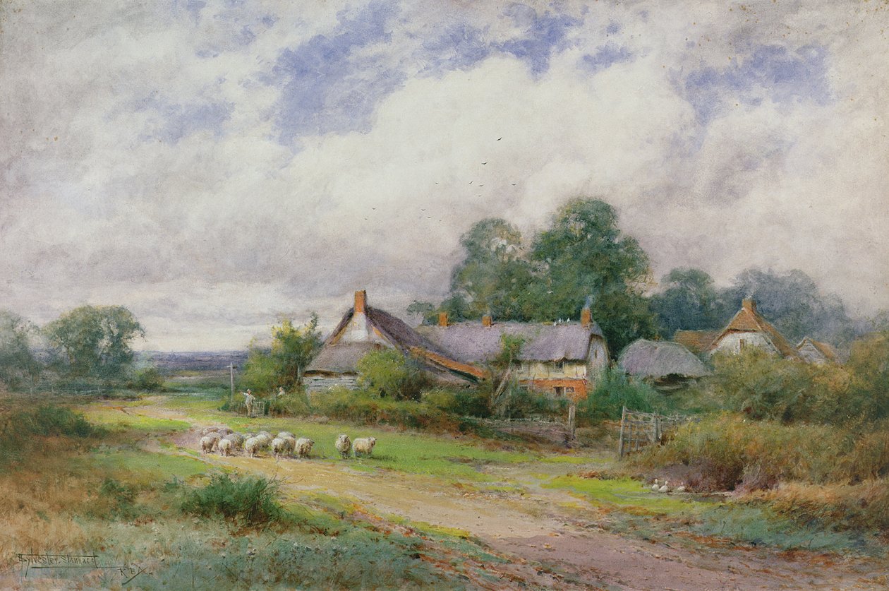 Heimkehr vom Markt, ein Dorf in Bedfordshire von Henry John Sylvester Stannard