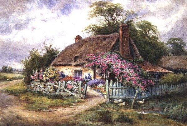 Hübsches Häuschen mit Enten von Henry John Sylvester Stannard