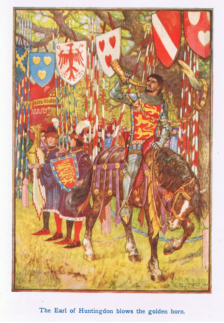 Der Earl of Huntingdon bläst das goldene Horn von Henry Justice Ford
