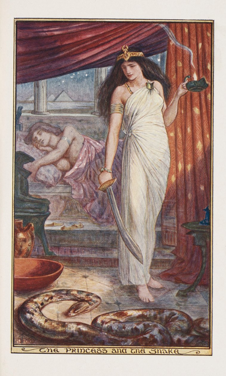 Die Prinzessin und die Schlange, Illustration aus The Brown Fairy Book von Andrew Laing, 1904 von Henry Justice Ford