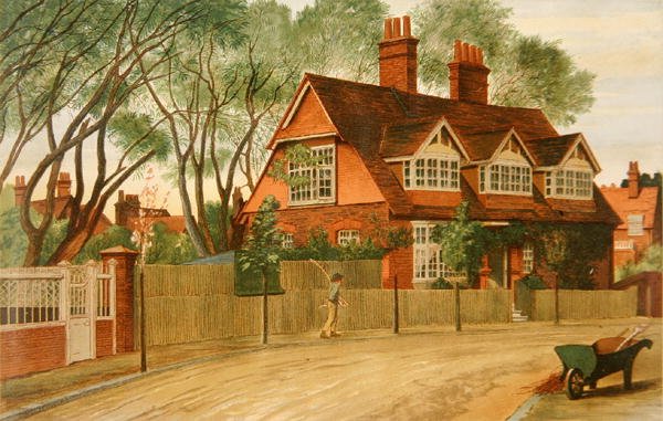 Queen Anne Gardens Blick nach Norden, Bedford Park, Chiswick von Henry Marriott Paget