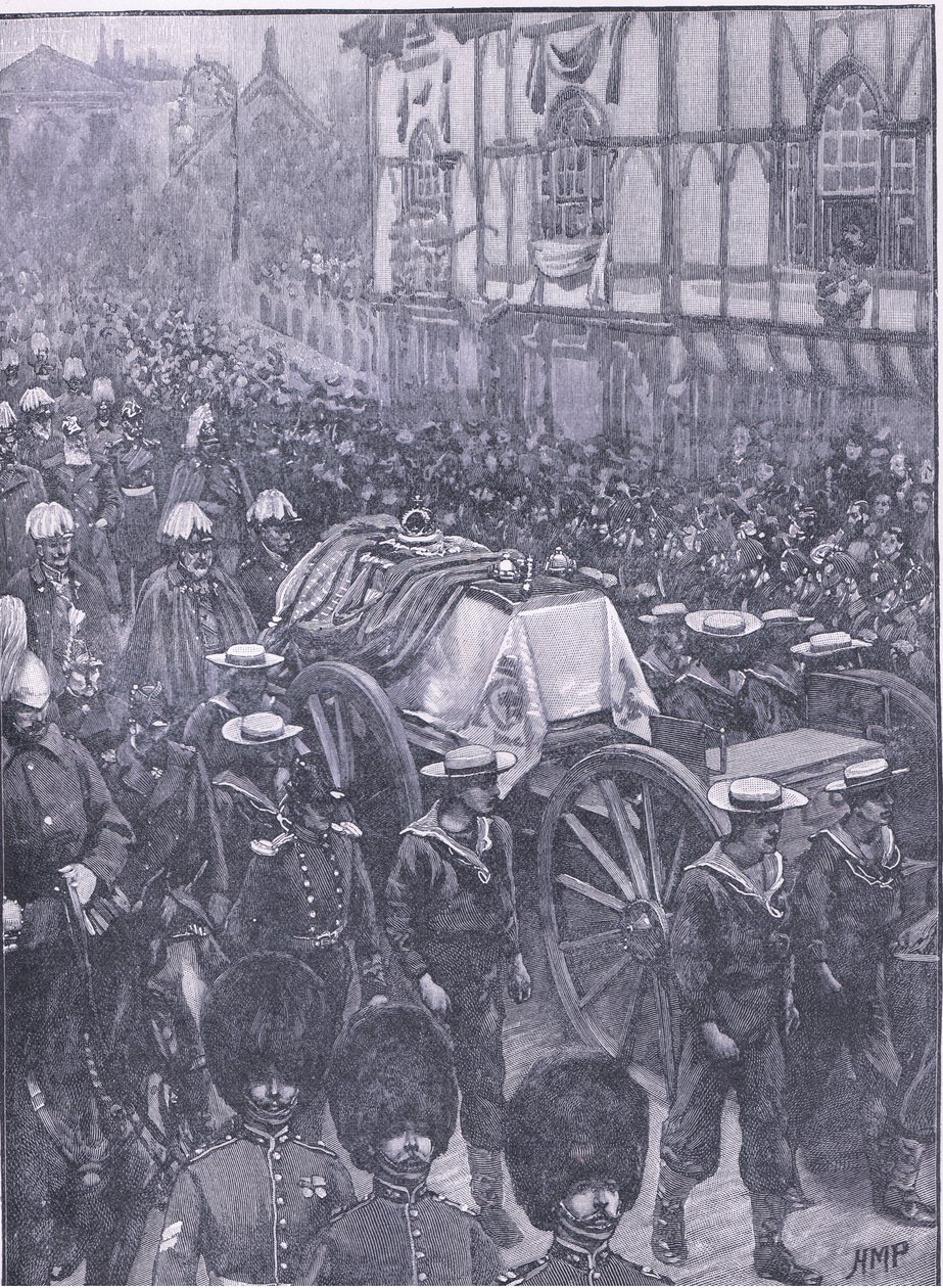 Die Beerdigung der Königin, die letzte Etappe, Illustration aus Cassells Geschichte Englands, 1900er Jahre von Henry Marriott Paget