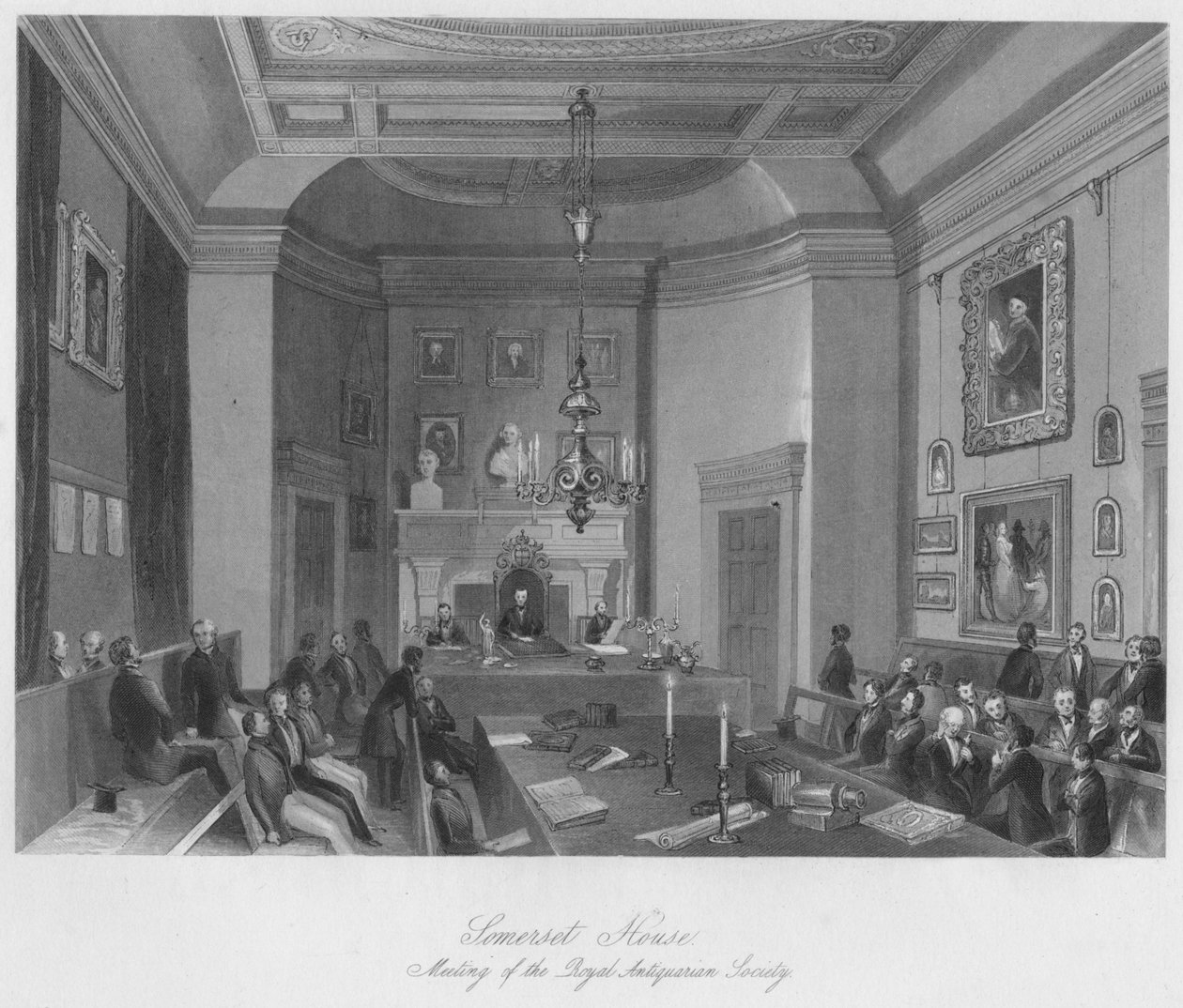 Somerset House. Treffen der Royal Antiquarian Society, um 1841 von Henry Melville