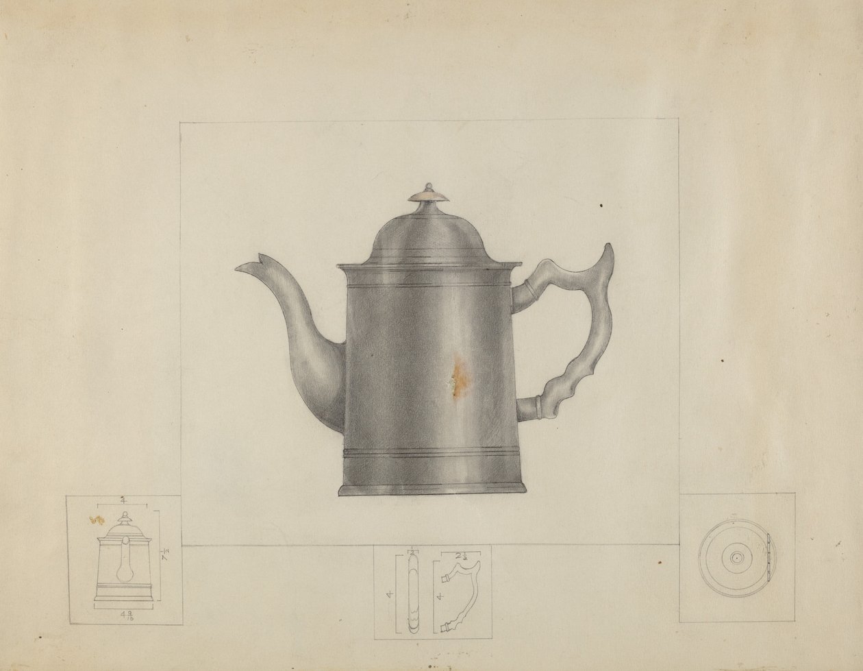 Zinn-Kaffeekanne von Henry Meyers