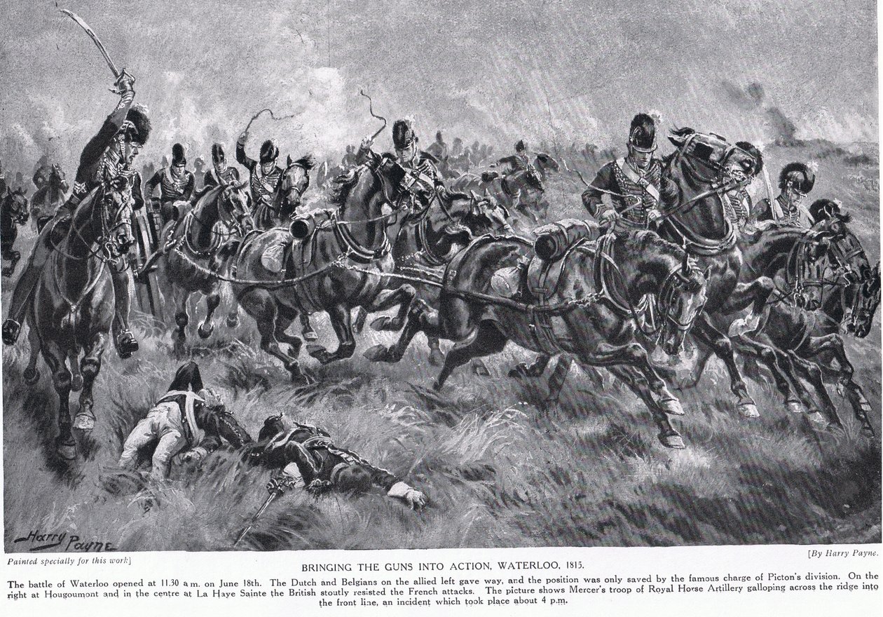 Die Kanonen in Aktion bringen, Waterloo, Illustration aus 