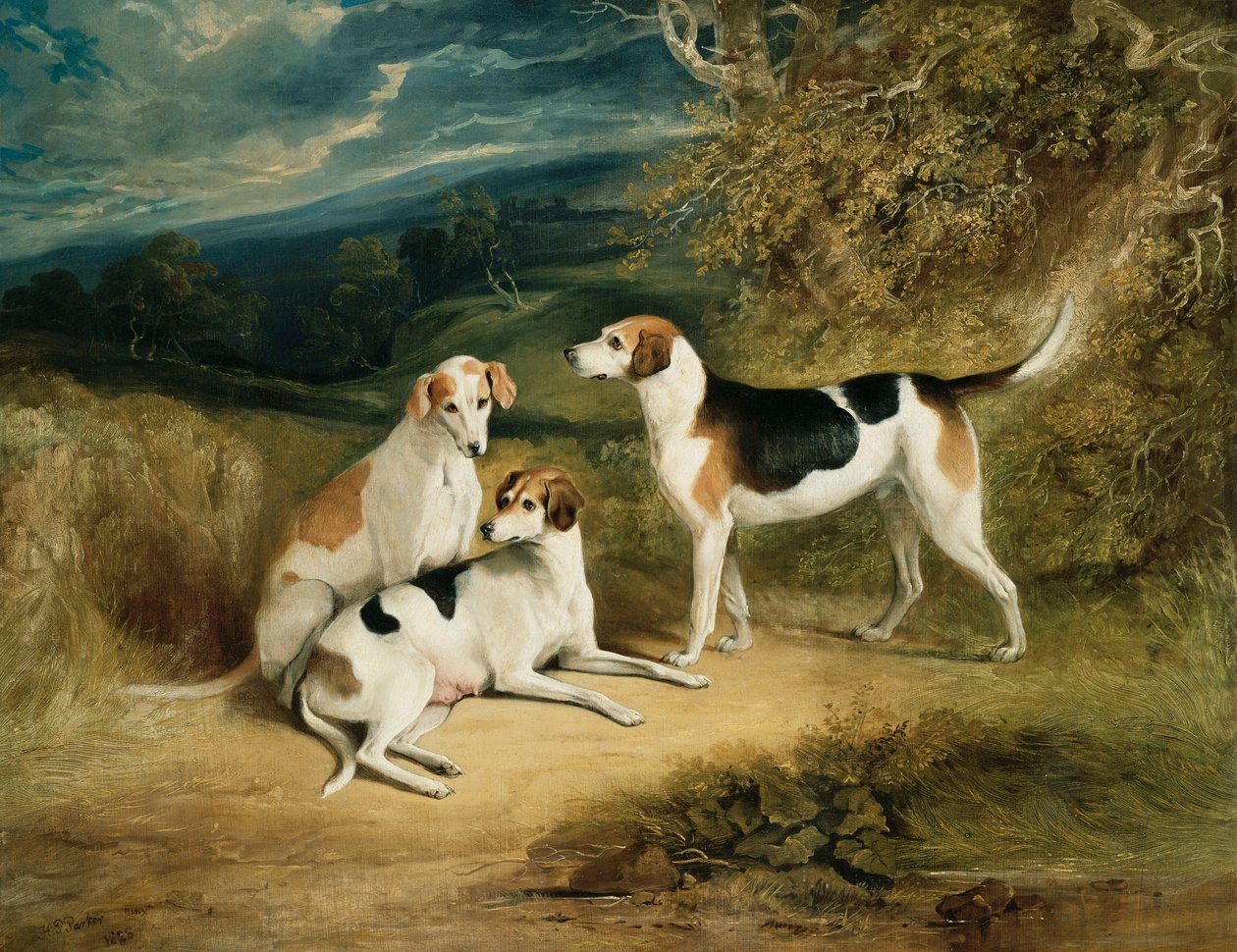 Die Hunde des Herzogs von Rutland mit Belvoir Castle in der Ferne von Henry Perlee Parker