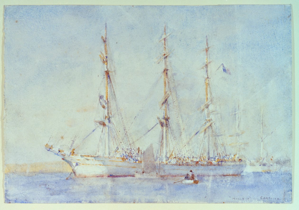 Französisches Schiff Marecual de Cashes [Mareschal de Cashes?] in Falmouth Juli 1914, frühes 20. Jahrhundert von Henry Scott Tuke