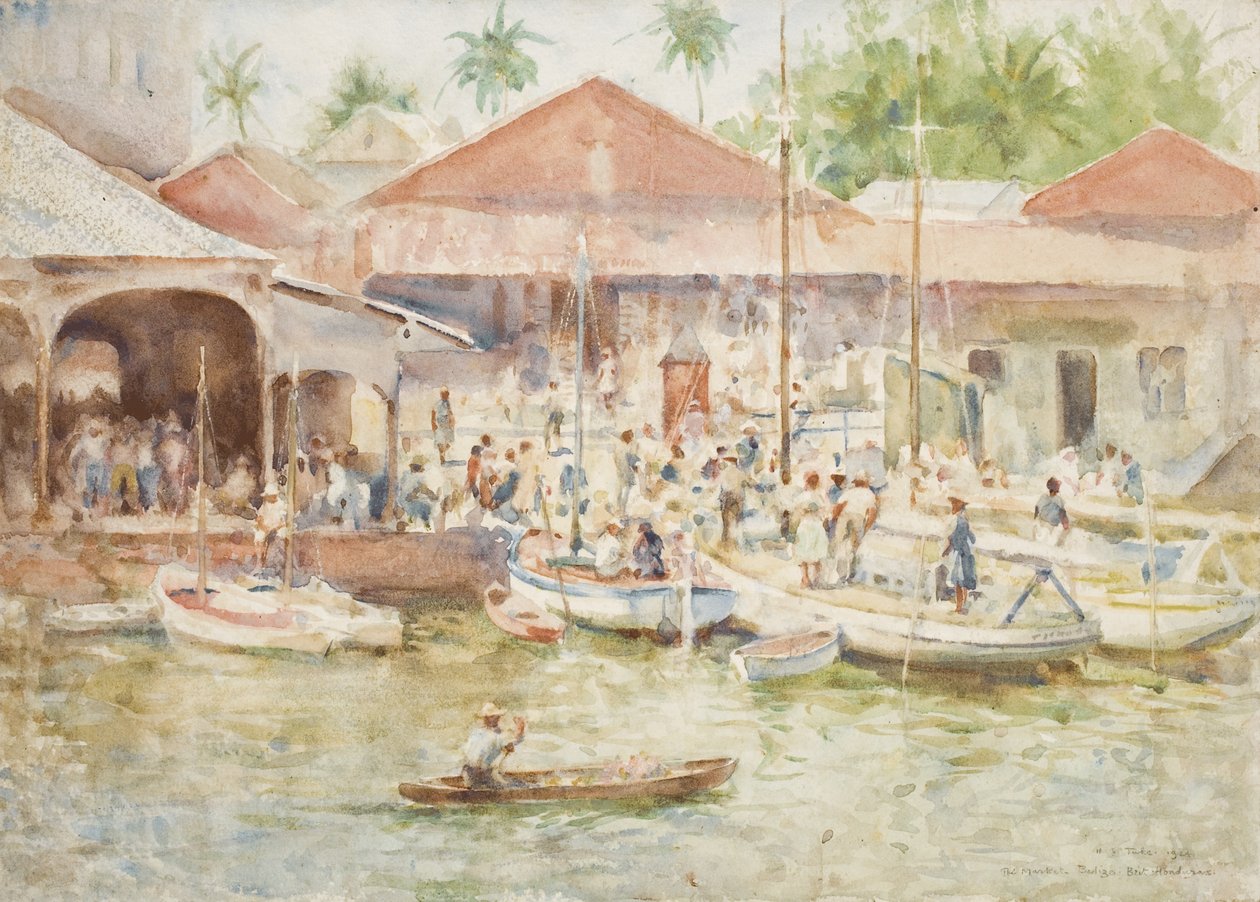 Der Markt, Belize, Britisch-Honduras, 1924 von Henry Scott Tuke