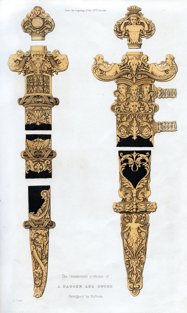 Dolch und Schwert, frühes 16. Jahrhundert, 1843 von Henry Shaw