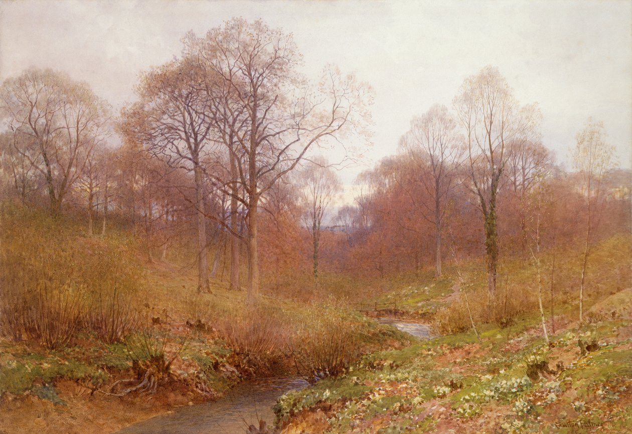 Eine bewaldete Flusslandschaft im Herbst von Henry Sutton Palmer