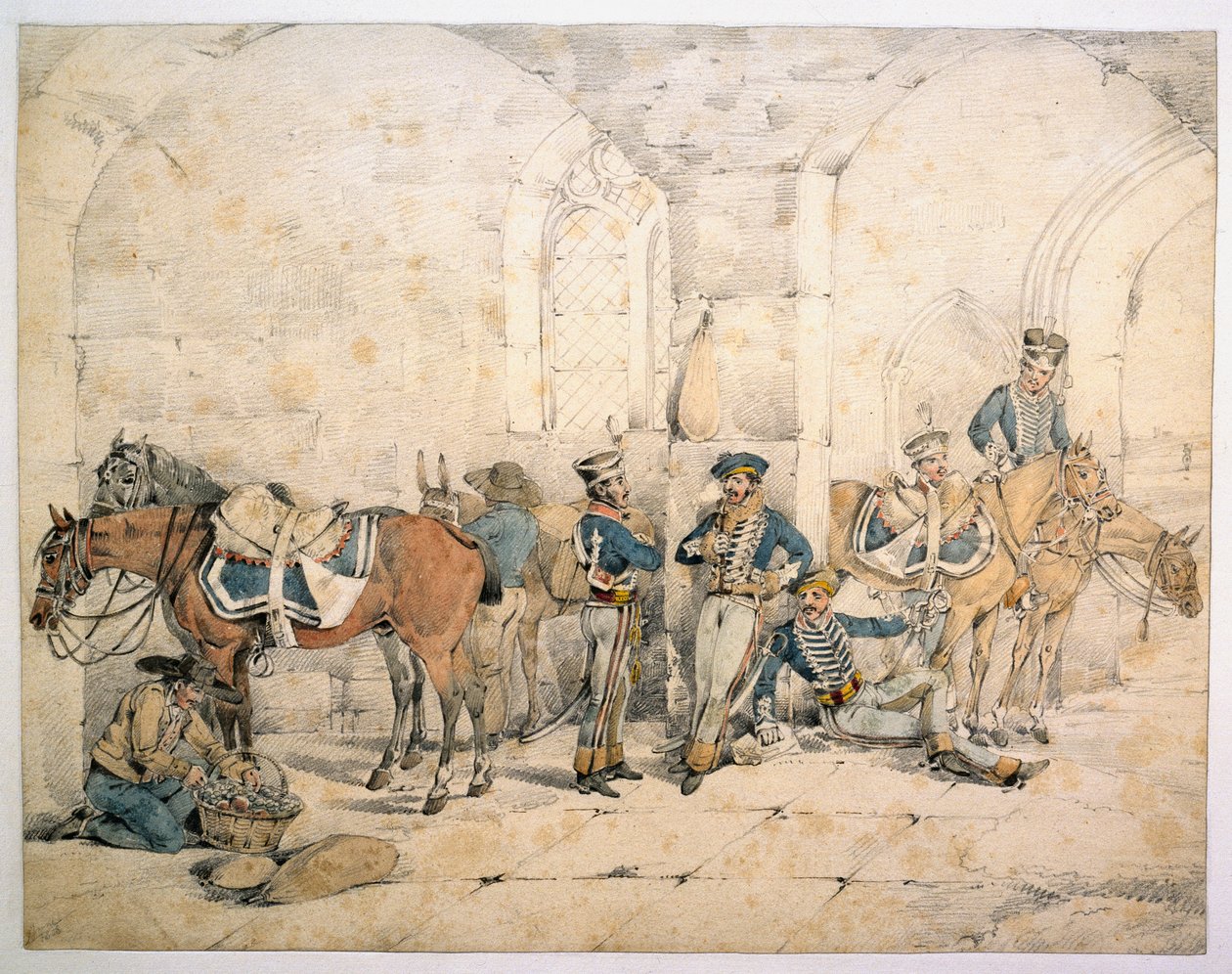 Husaren auf der Halbinsel, möglicherweise 1. Husaren, Königliche Deutsche Legion, ca. 1808 von Henry Thomas Alken