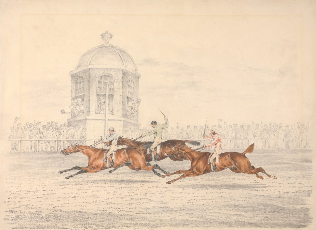 Das St. Leger in Doncaster: Der Zieleinlauf von Henry Thomas Alken