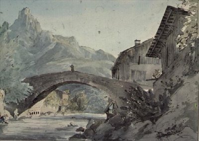 Brücke bei Sallanches und die Aiguille de Varens von Henry William Burgess