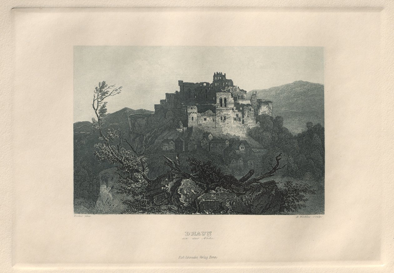 Das Malerische und Romantische Rheinland: Dhaun an der Nahe, 1928 von Henry Winkles