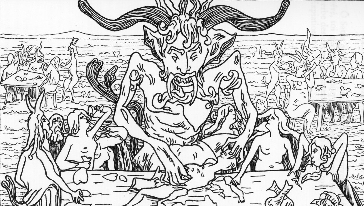 Satans Bankett, Zeichnung von Henry de Malvost aus „Satanismus und Magie“ von Jules Bois 1895 von Henry de Malvost