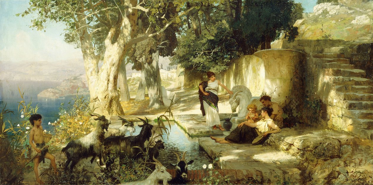 Sonniger Nachmittag am Brunnen von Henryk Siemieradzki