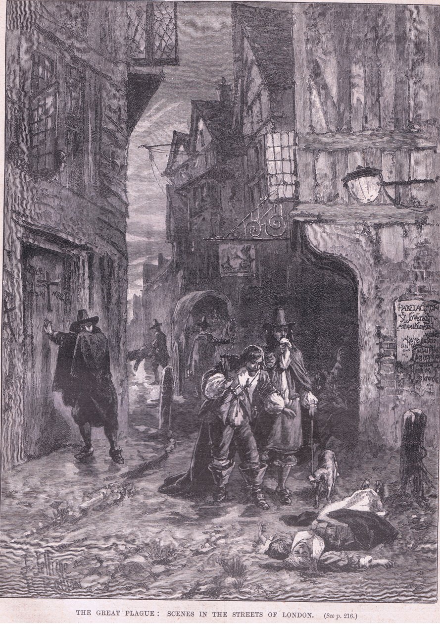 Die Große Pest: Szenen auf den Straßen von London AD 1665 von Herbert Railton