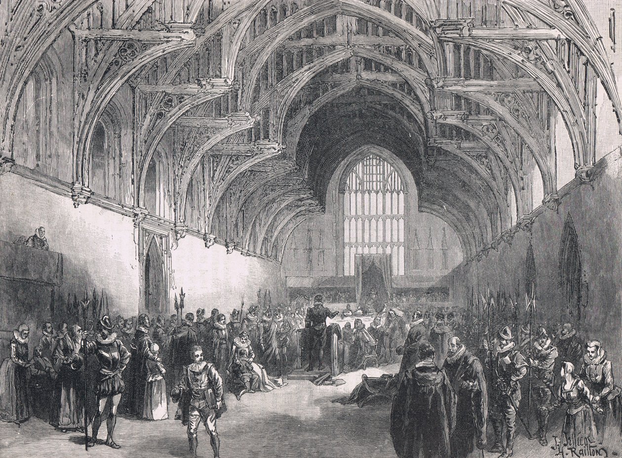 Staatsprozess in der Westminster Hall zur Zeit von Elisabeth I. von Herbert Railton