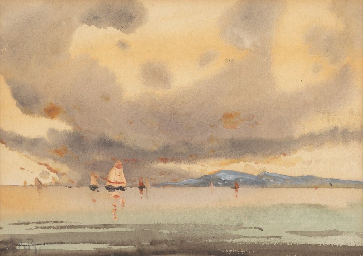 Euganische Hügel von der Lagune aus -- Ebbe von Hercules Brabazon Brabazon