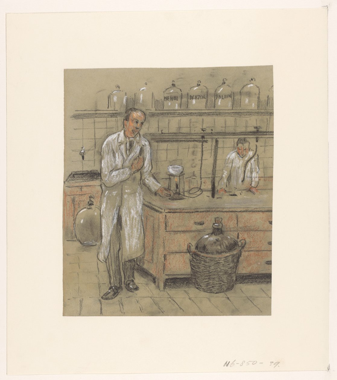 Zwei Männer in einem Labor von Herman Heijenbrock (possibly)