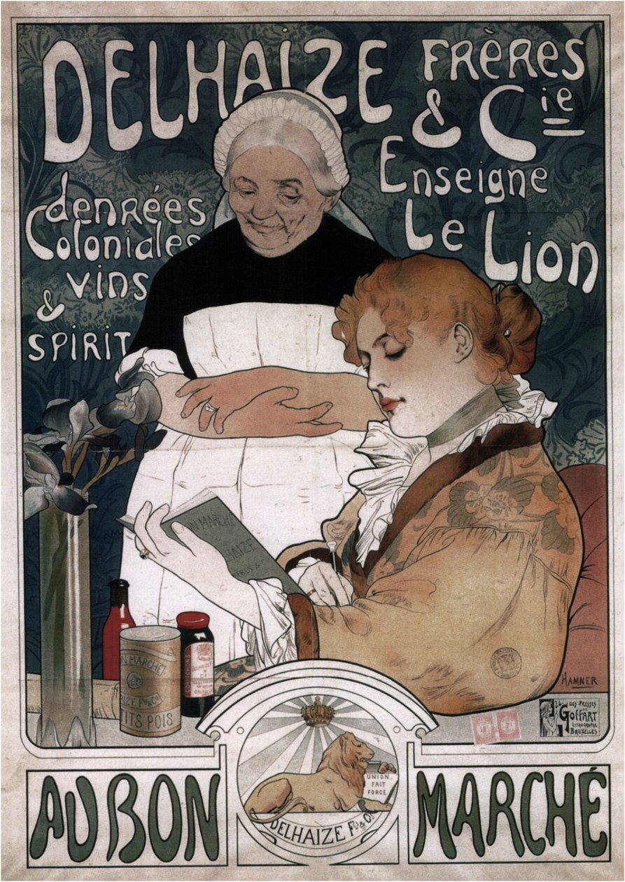 Werbeplakat für die Delhaize Frères & Cie Kekse von Herman Richir