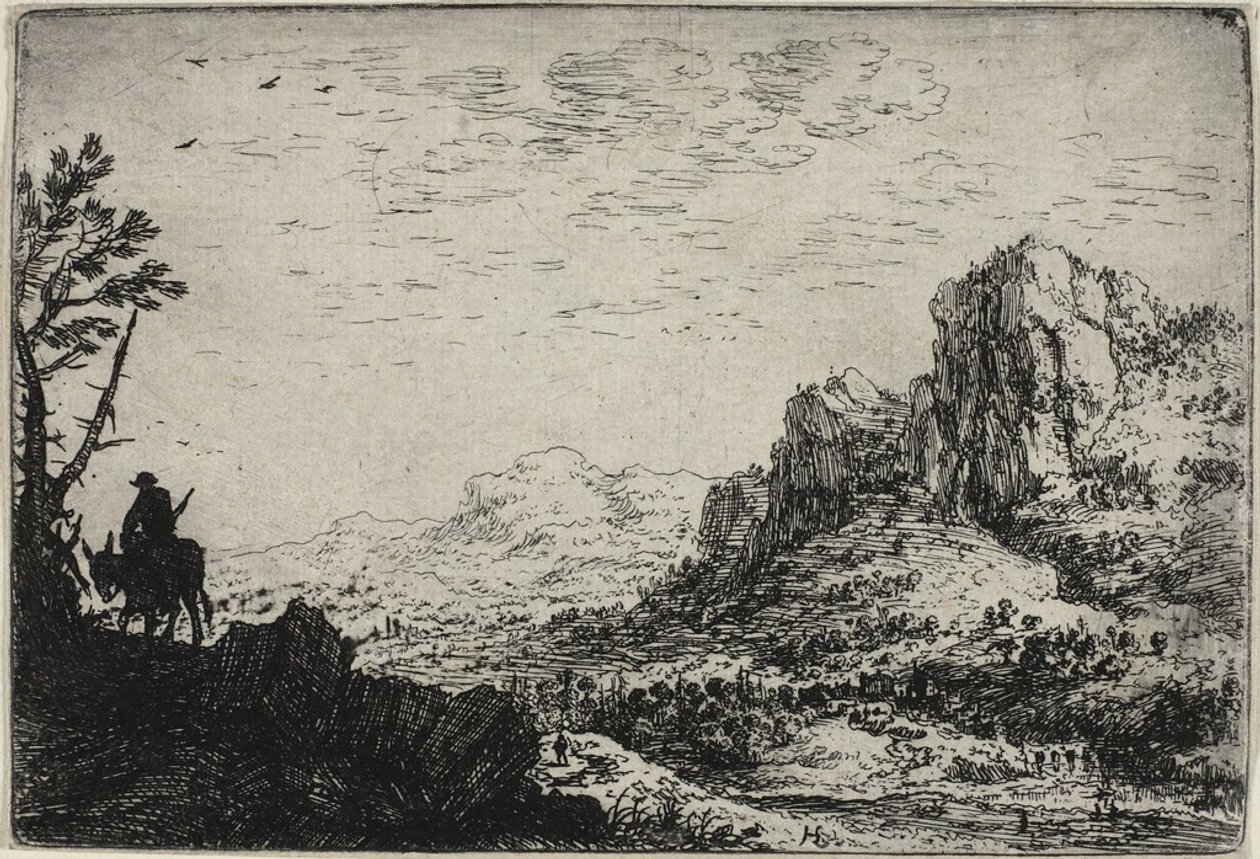 Ein Reisender auf einem Maultier, aus Sechs Landschaften von Herman Saftleven