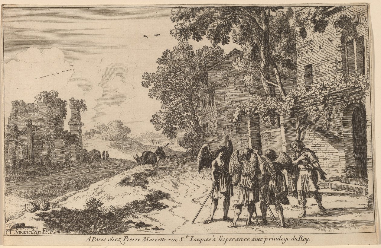 Abraham und die drei Engel von Herman van Swanevelt