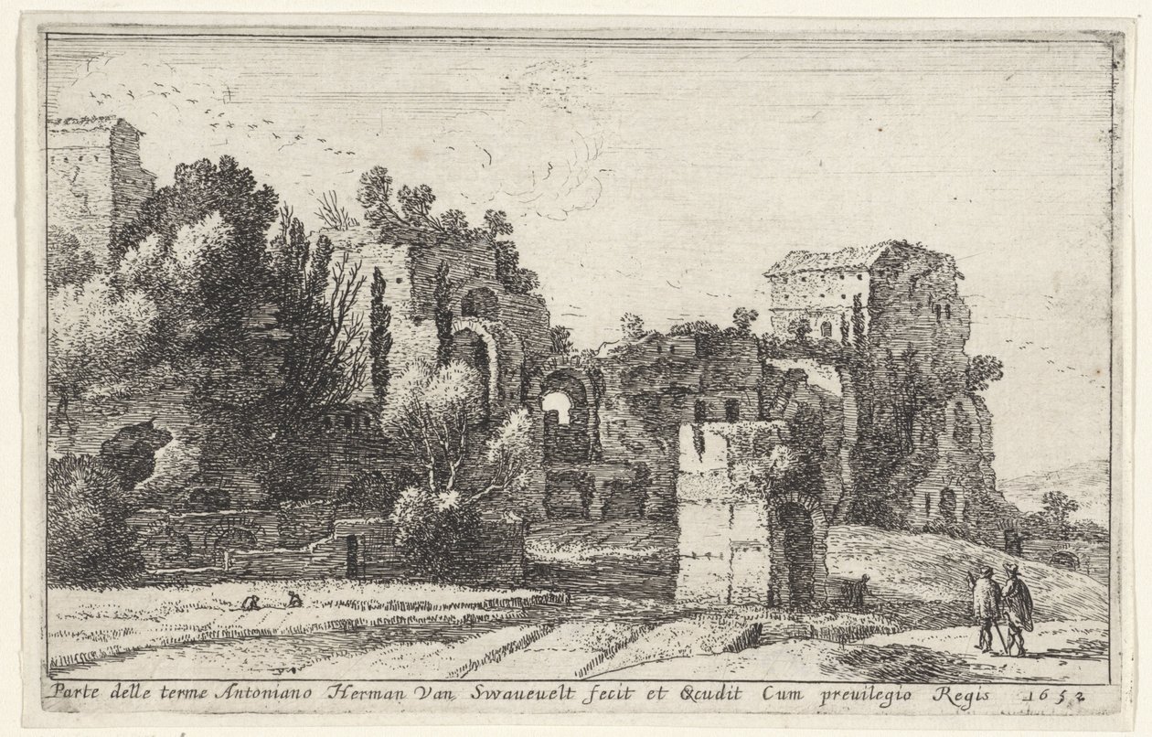 Ansicht der Thermen von Caracalla von Herman van Swanevelt