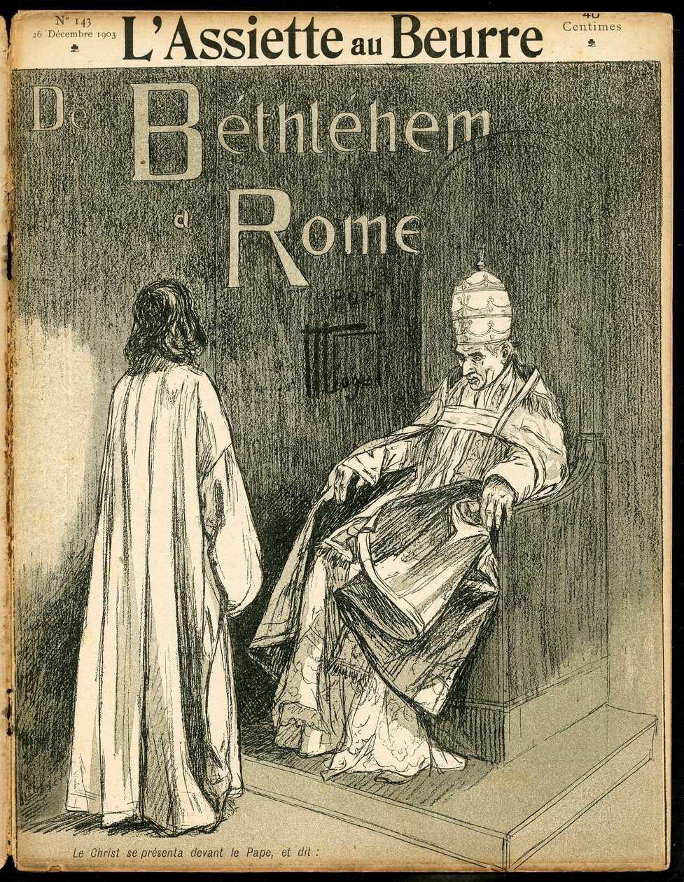 Titelblatt von „Der Butterteller“, Nummer 143, Satirisch in Schwarz-Weiß von Hermann Vogel