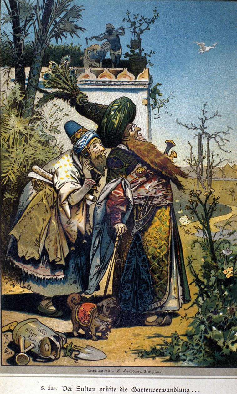 Illustration von Vogel für das Märchen der Brüder Jacob und Wilhelm Grimm: „Der alte Sultan“ von Hermann Vogel