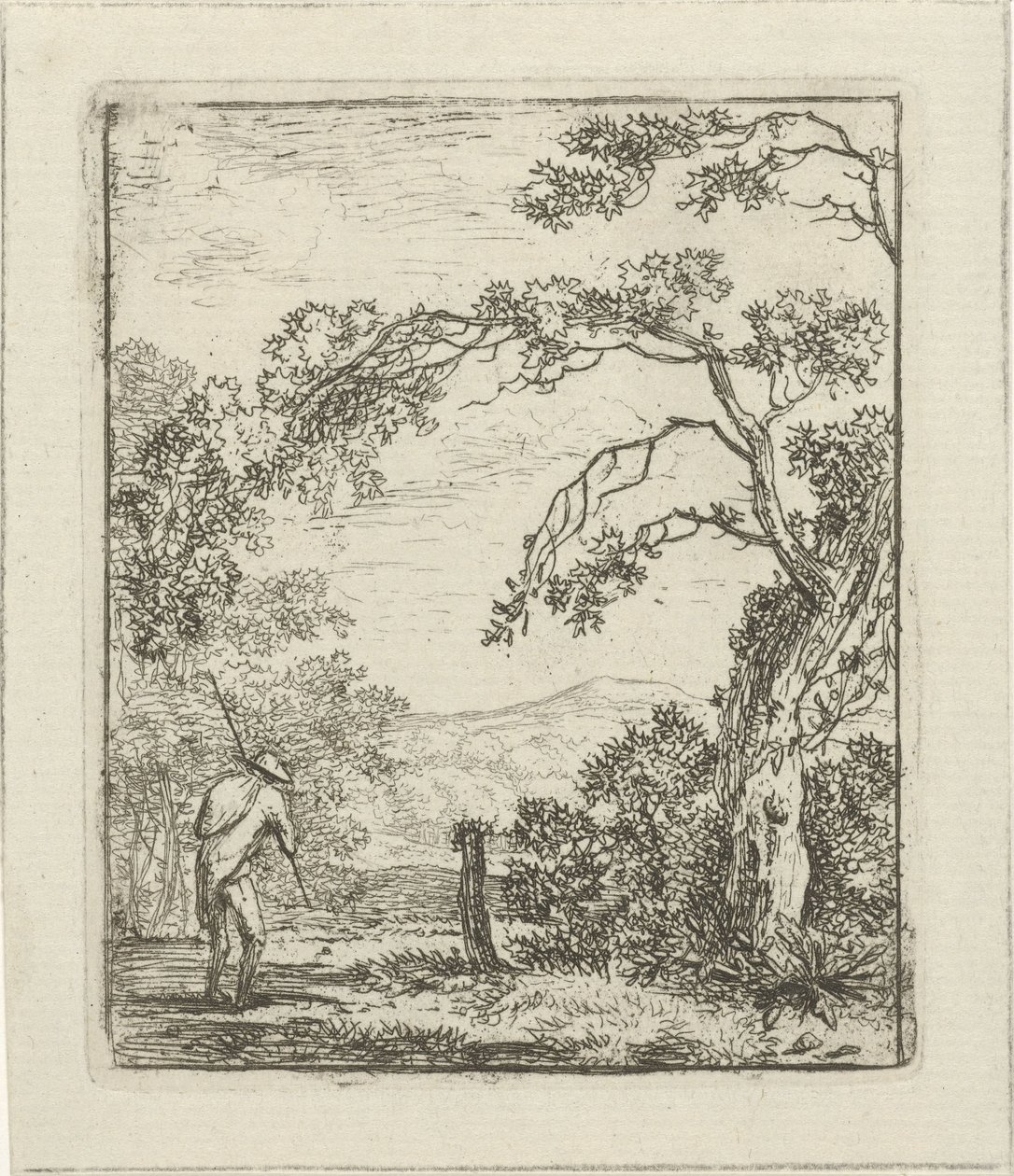 Landschaft mit Mann mit Rucksack von Hermanus Fock