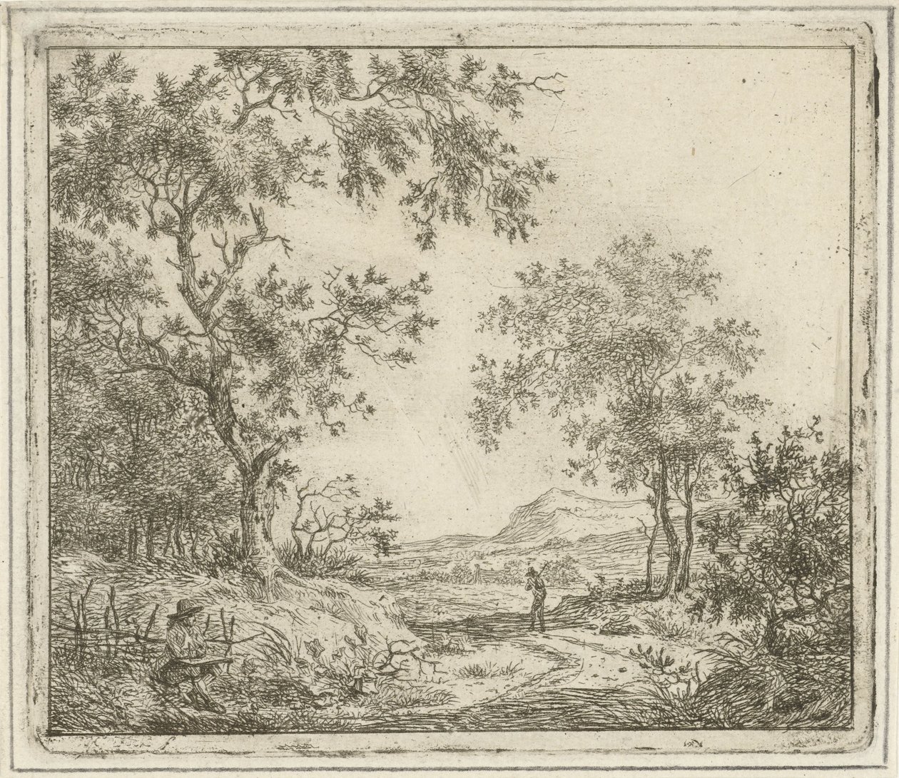 Landschaft mit Zeichner und Wanderer von Hermanus Fock