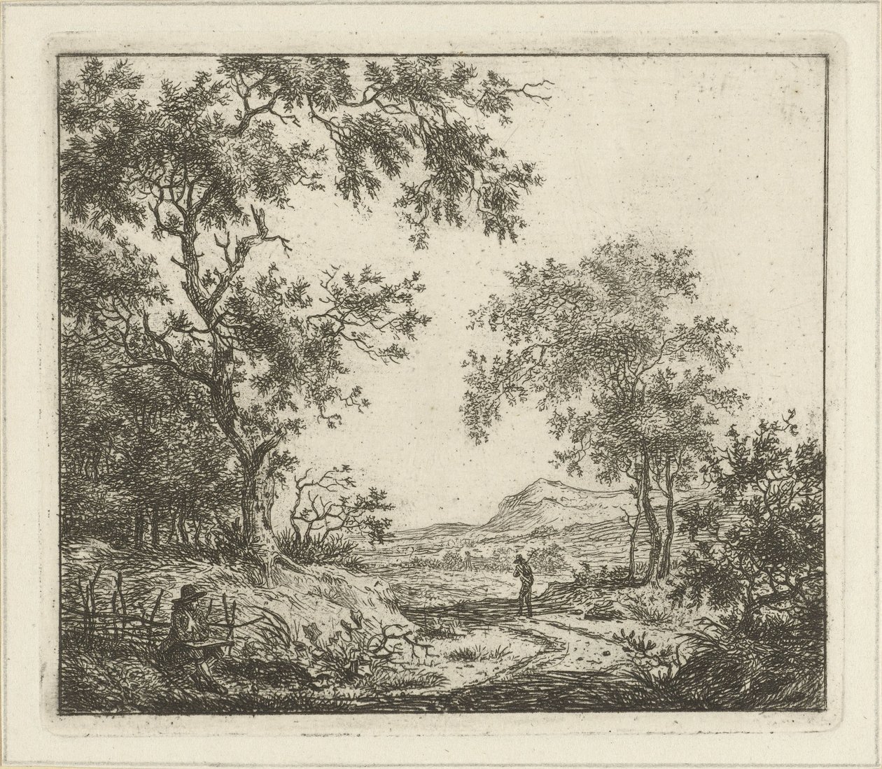 Landschaft mit Zeichner und Spaziergänger von Hermanus Fock