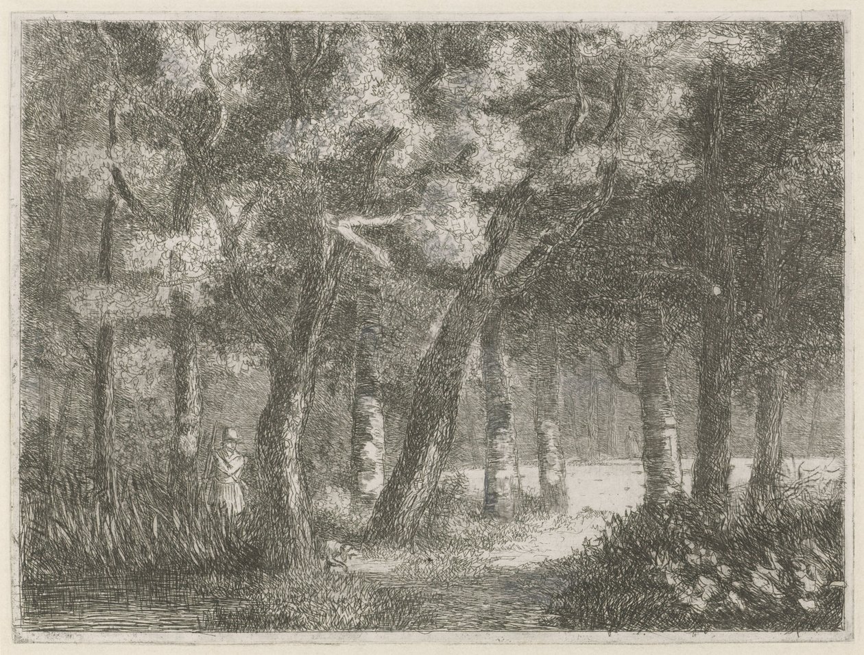 Jäger und sein Hund im Wald von Hermanus Jan Hendrik van Rijkelijkhuysen