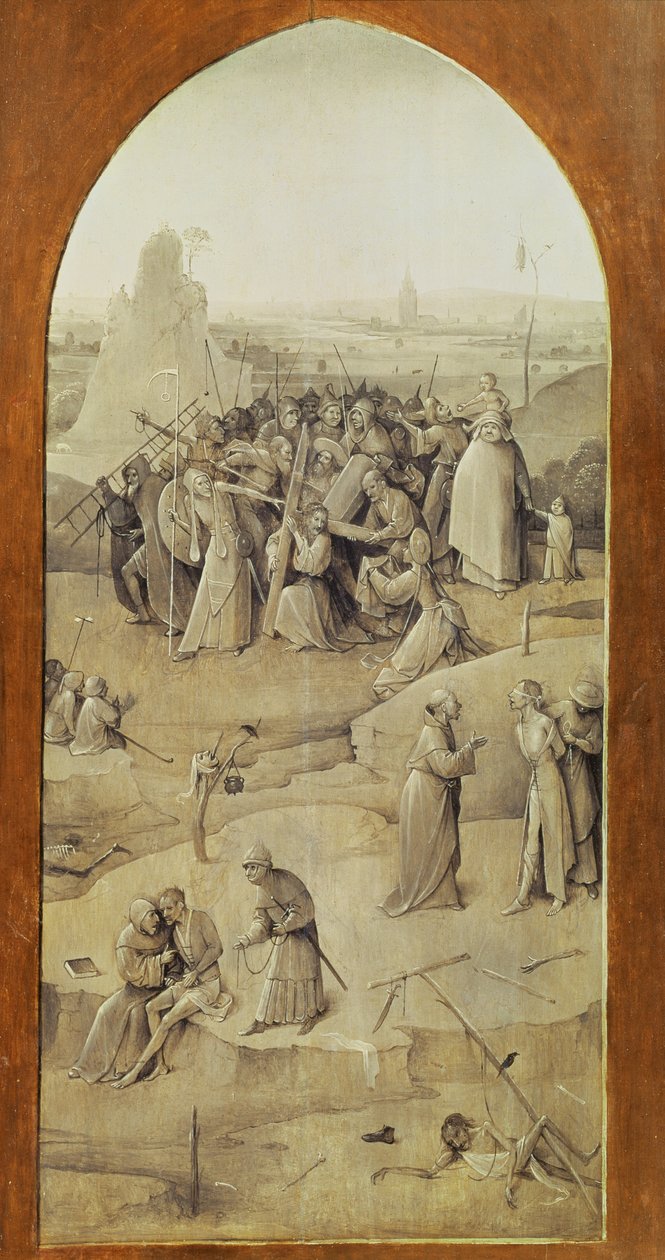 Christus auf dem Weg nach Golgatha, aus dem Versuchung des Heiligen Antonius Triptychon (außen rechte Tafel) von Hieronymus Bosch