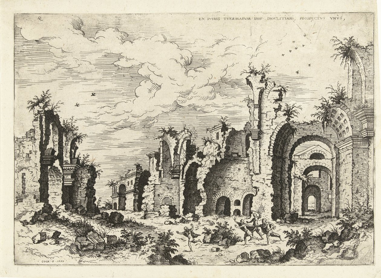 Ansicht der Thermen des Diokletian (Römische Ruinen) von Hieronymus Cock