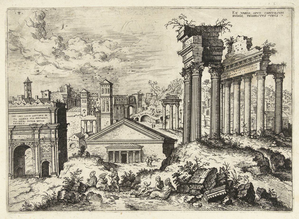 Ansicht des Forum Romanum vom Kapitol von Hieronymus Cock