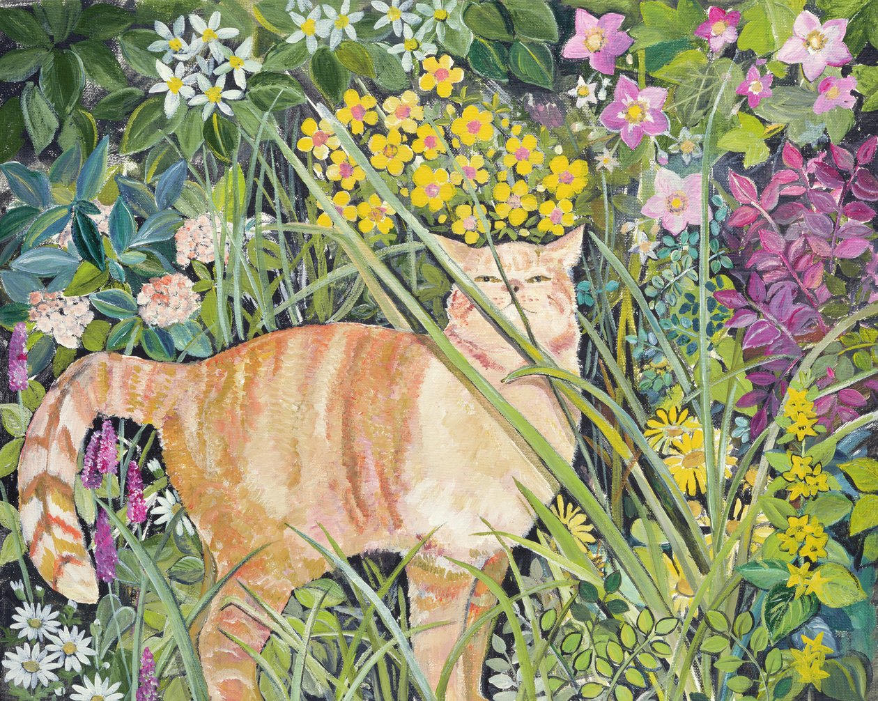 Katze und hohes Gras, 1996 von Hilary Jones
