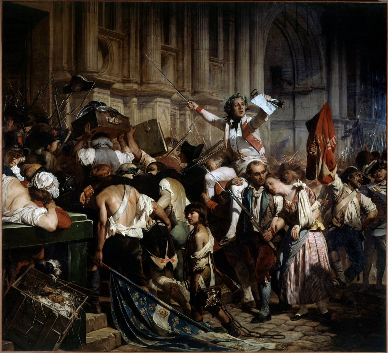 Französische Revolution: Die Eroberer der Bastille vor dem Hôtel de Ville von Paris im Jahr 1789 von Hippolyte Delaroche (1797-1856) 1839 von Paul Delaroche