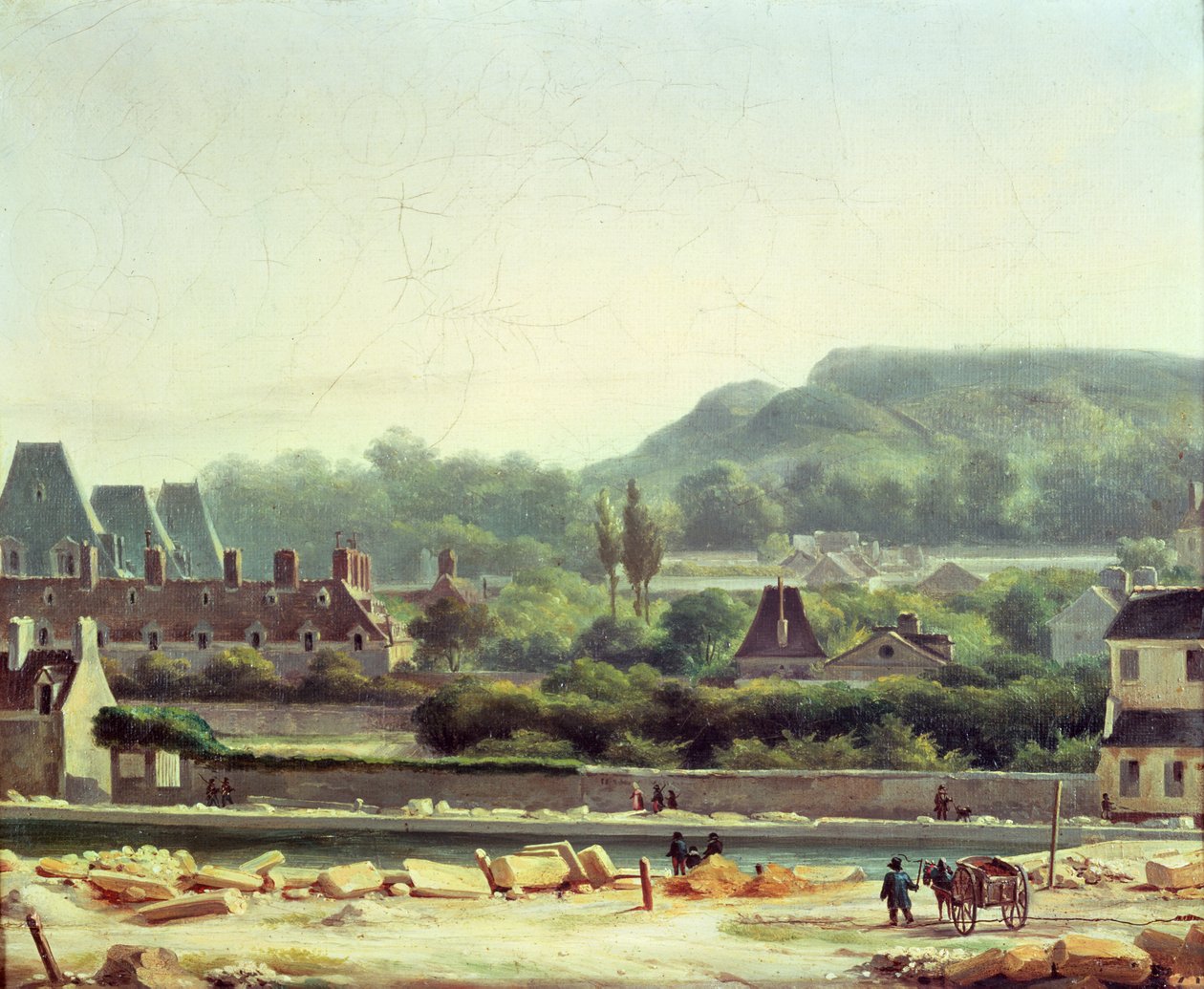 Das Hopital Saint-Louis und die Buttes-Chaumont im Jahr 1830 von Hippolyte Adam