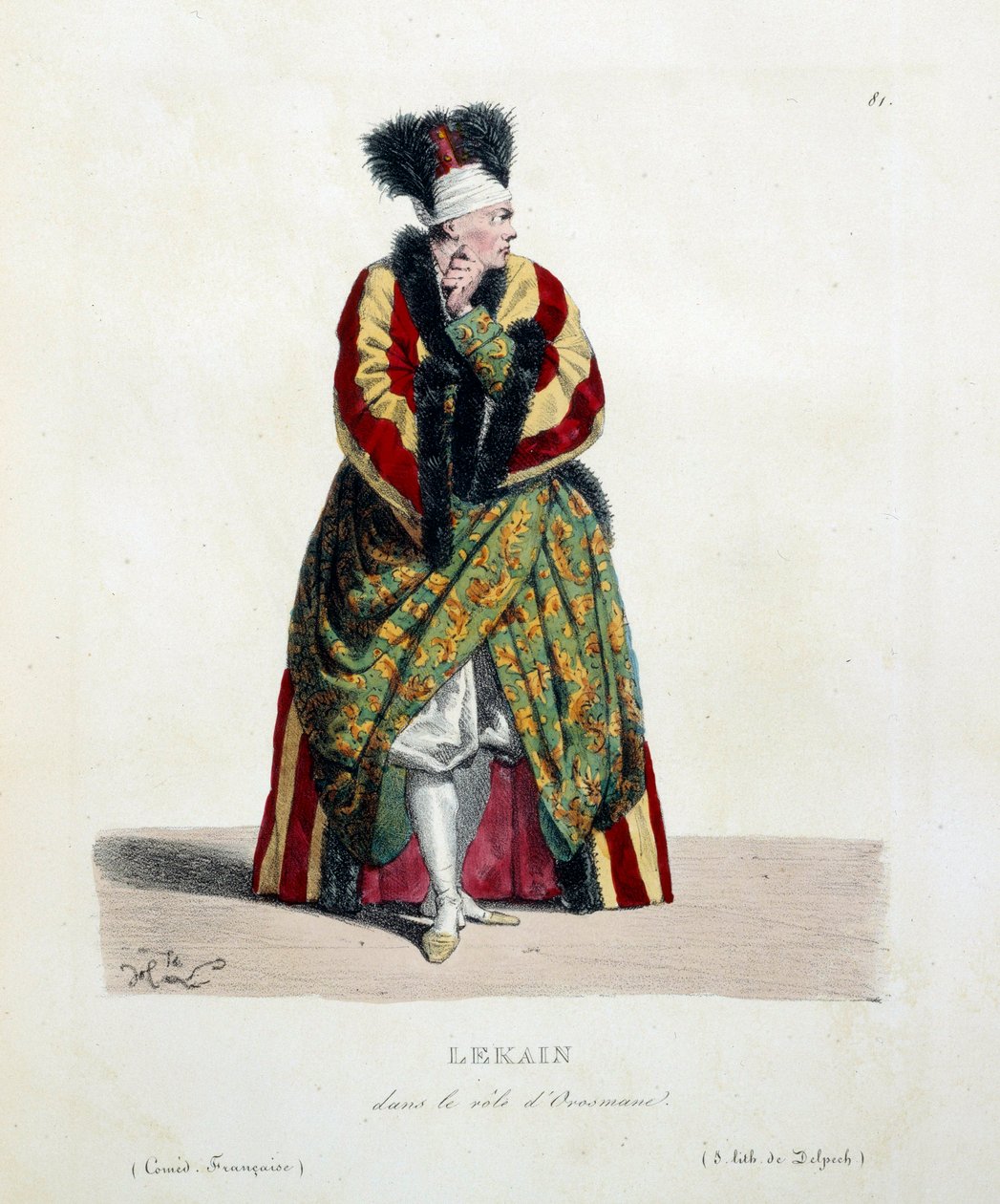 Französischer Schauspieler Henri Louis Cain genannt Lekain in der Rolle des Orosmane in Voltaires Stück Zaire von Hippolyte Lecomte