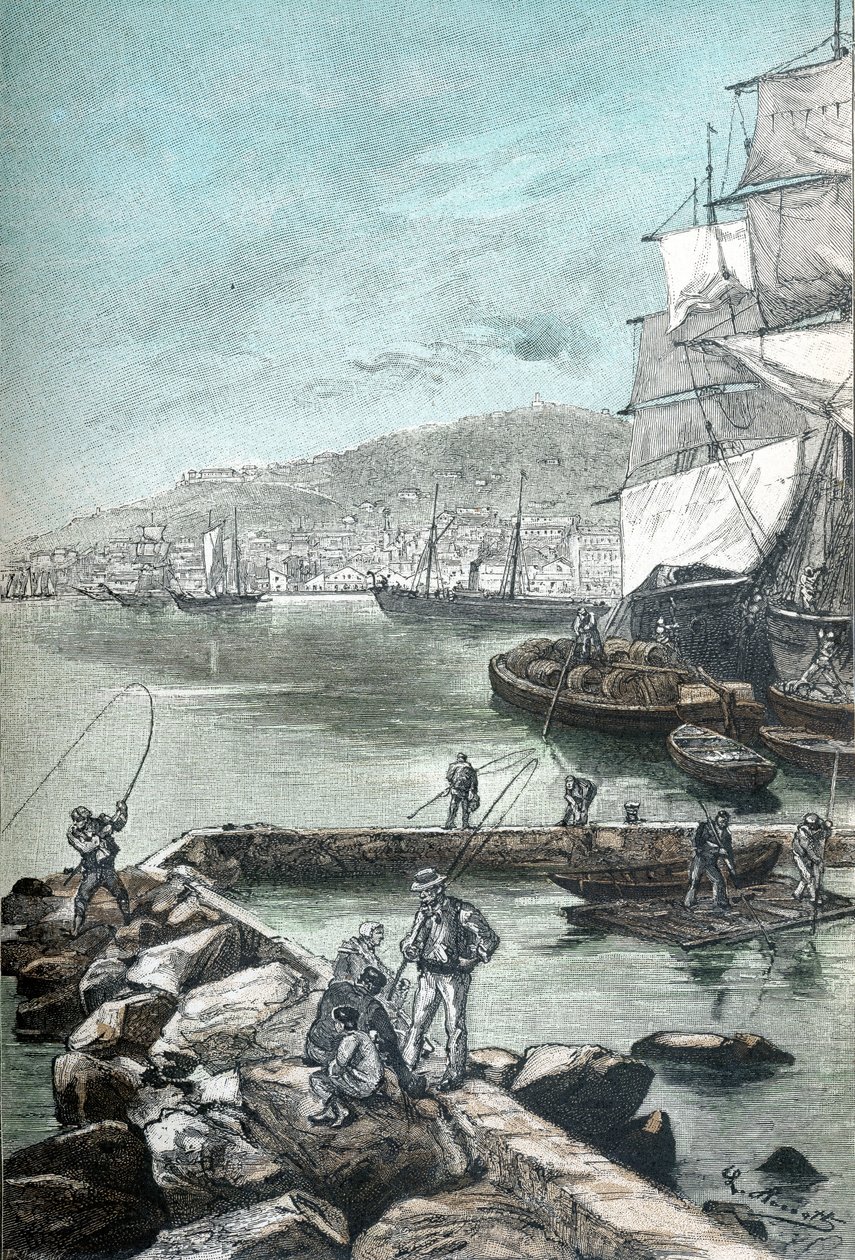 Illustration in Chromotypographie für „Clovis Dardentor“ von Jules Verne, Gravur von L. Benett für die Hetzel-Ausgabe 1896 (Gravur) von Hippolyte Leon Benett