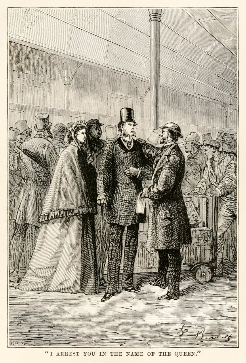 Ich verhaftete Sie im Namen der Königin, aus In 80 Tagen um die Welt von Jules Verne (1828-1905), 1873 von Hippolyte Leon after Benett