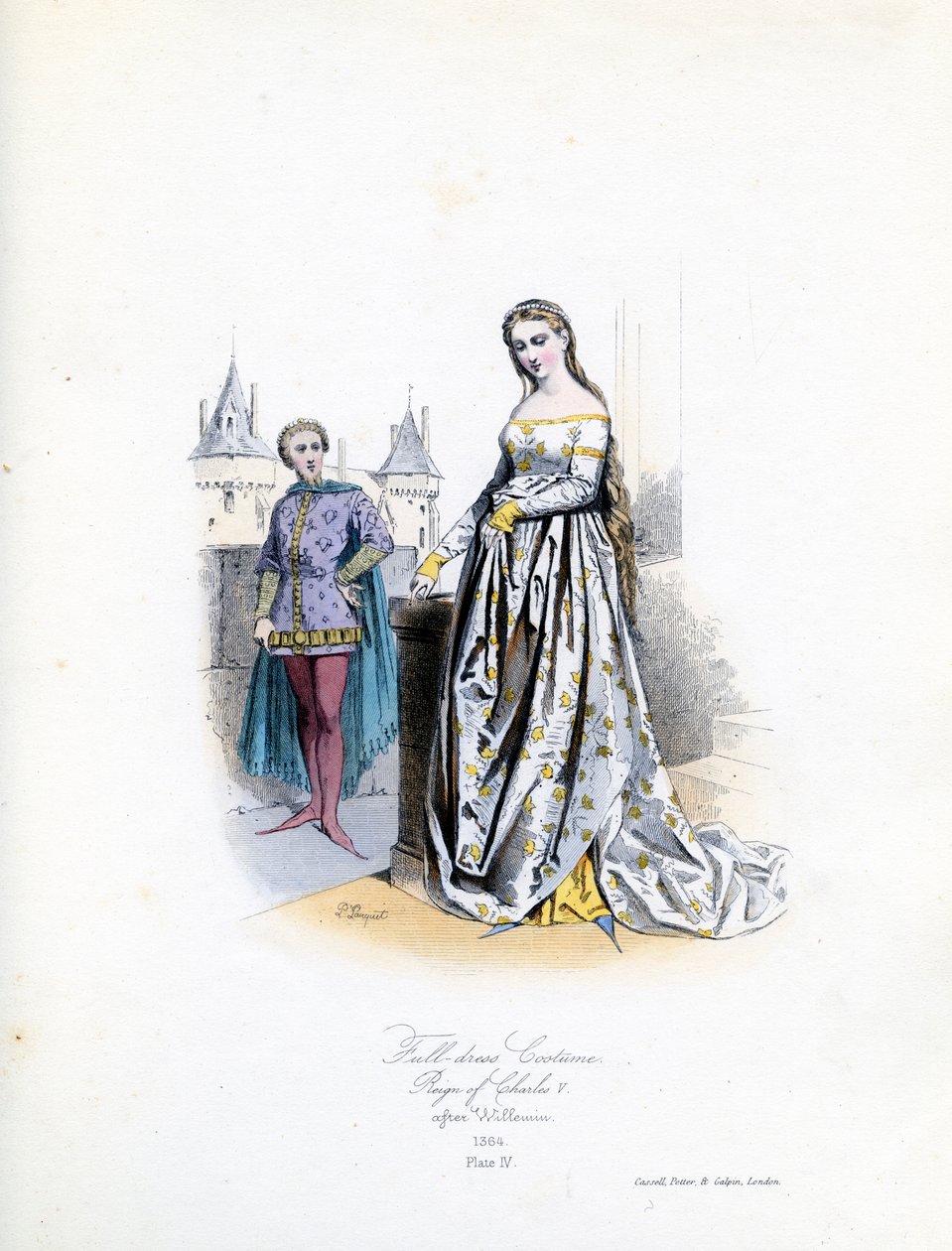 Edle Frau in voller Tracht von Hippolyte Louis and Polydore Pauquet